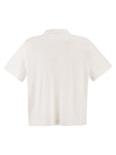 Majestic Cropped Linen Stretch Polo With V Neck