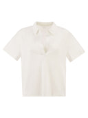Majestic Cropped Linen Stretch Polo With V Neck