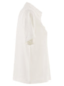 Majestic Cropped Linen Stretch Polo With V Neck