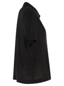 Majestic Cropped Linen Stretch Polo With V Neck
