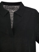 Majestic Cropped Linen Stretch Polo With V Neck