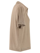 Majestic Cropped Linen Stretch Polo With V Neck