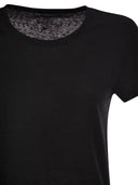 Majestic Stretch Linen T Shirt With Round Neckline