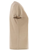 Majestic Stretch Linen T Shirt With Round Neckline