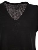 Majestic Stretch Linen T Shirt With V Neck