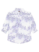 Vilebrequin Linen Shirt With Lavender Print And Short Sleeves