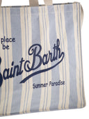 Mc2 Saint Barth Striped Canvas Tote Bag With Embroidered Logo