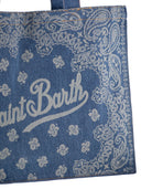Mc2 Saint Barth Denim Beach Tote Bag With Bandana Print