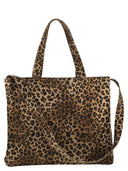 Mc2 Saint Barth Leopard Print Canvas Tote Bag With Logo