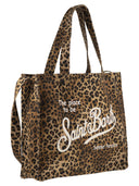 Mc2 Saint Barth Leopard Print Canvas Tote Bag With Logo