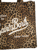 Mc2 Saint Barth Leopard Print Canvas Tote Bag With Logo
