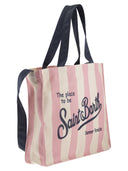 Mc2 Saint Barth Striped Shopping Bag With Saint Barth Logo