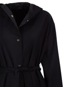 Herno Reversible Coat With Hood In Stretch Wool And Nylon
