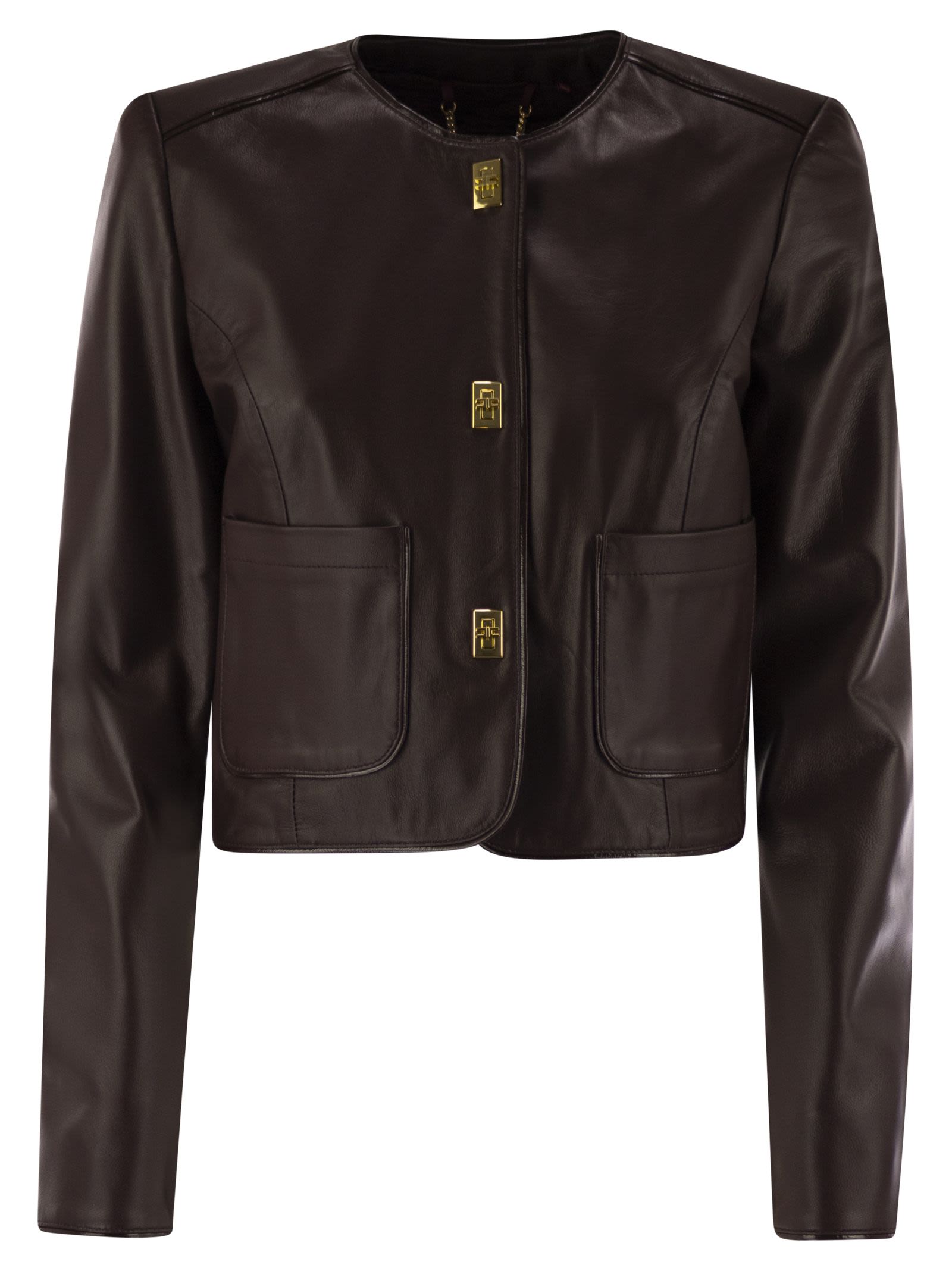 Elisabetta Franchi Leather Jacket With Vinyl Details