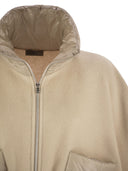 Herno Resort Poncho In Wool And Cashemre With Ultralight Nylon Details