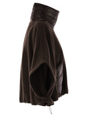 Herno Resort Poncho In Wool And Cashemre With Ultralight Nylon Details