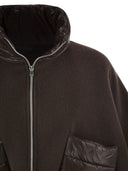 Herno Resort Poncho In Wool And Cashemre With Ultralight Nylon Details