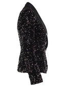 Elisabetta Franchi Double Breasted Jacket In Chenille Embroidered With Sequins