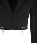 Giacca a corto di crepe elisabetta franchi con zip