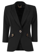 Elisabetta Franchi Double Stretch Crepe Jacket With Logo Details
