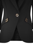 Elisabetta Franchi Double Stretch Crepe Jacket With Logo Details