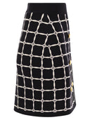 Elisabetta franchi jacquard logo minifalda con botones dorados