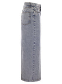 Fabiana Filippi Long Skirt In Marbled Denim