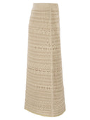 Fabiana Filippi Cotton And Linen Crochet Midi Pencil Skirt