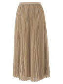 Fabiana Filippi Wide Pleated Tulle Skirt With Knitted Belt