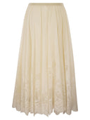 Fabiana Filippi Flared Lace Skirt With Foliage Embroidery