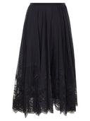 Fabiana Filippi Flared Lace Skirt With Foliage Embroidery