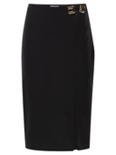 Elisabetta Franchi Double Stretch Crepe Skirt With Logo Details