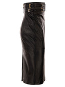 Elisabetta Franchi Leather Skirt With Embossed Logo