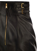 Elisabetta Franchi Leather Skirt With Embossed Logo
