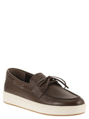Hogan Leather Lace Up Loafers With Raised Rubber Sole