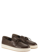 Hogan Leather Lace Up Loafers With Raised Rubber Sole