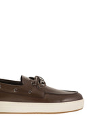 Hogan Leather Lace Up Loafers With Raised Rubber Sole