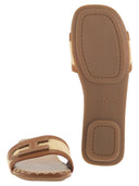 Hogan H685 Flat Sandals In Leather And Raffia