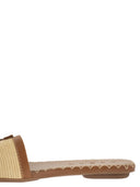 Hogan H685 Flat Sandals In Leather And Raffia