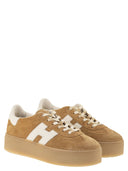 Hogan H698 Cool Leather And Suede Trainers With Thick Soles