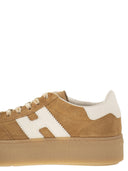 Hogan H698 Cool Leather And Suede Trainers With Thick Soles