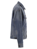 Carhartt Washed Denim Jacket With Paint Splatter Details
