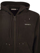 Carhartt Zip Up Hooded Sweatshirt With Paint Effect Print