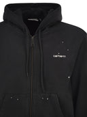 Carhartt Zip Up Hooded Sweatshirt With Paint Effect Print
