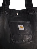 Carhartt Washed Denim Tote Bag With Paint Splatter Detail