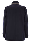 Herno Diagonal Wool And Faux Fur Coat