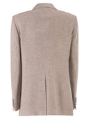 Tagliatore Single Breasted Herringbone Blazer In Cotton And Silk Blend