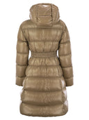 Moncler Bellevue Long Down Jacket z kapturem
