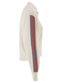 Autry Viscose Sweatshirt With Zip And Side Stripes