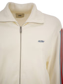 Autry Viscose Sweatshirt With Zip And Side Stripes